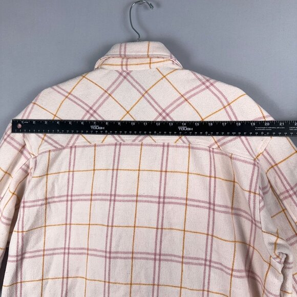 HFX Plaid Shirt Jacket Womens Size M Fit Snap Button Collared 1534711 Off White - Picture 14 of 15